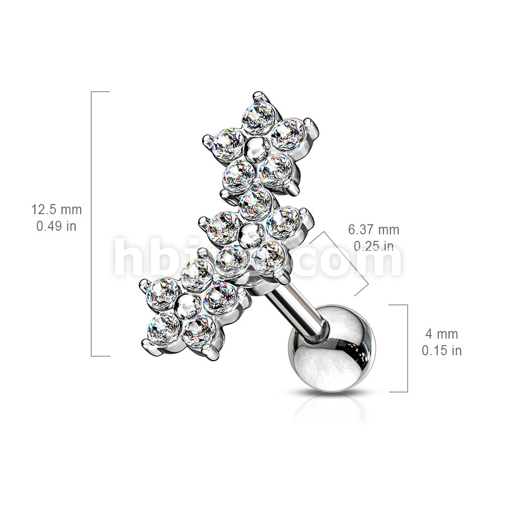 316L Surgical Steel Triple 5 Crystals Flower Cluster 316L Surgical... - Image 6
