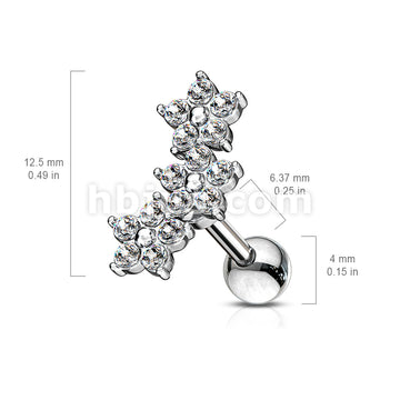 316L Surgical Steel Triple 5 Crystals Flower Cluster 316L Surgical... - Image 6