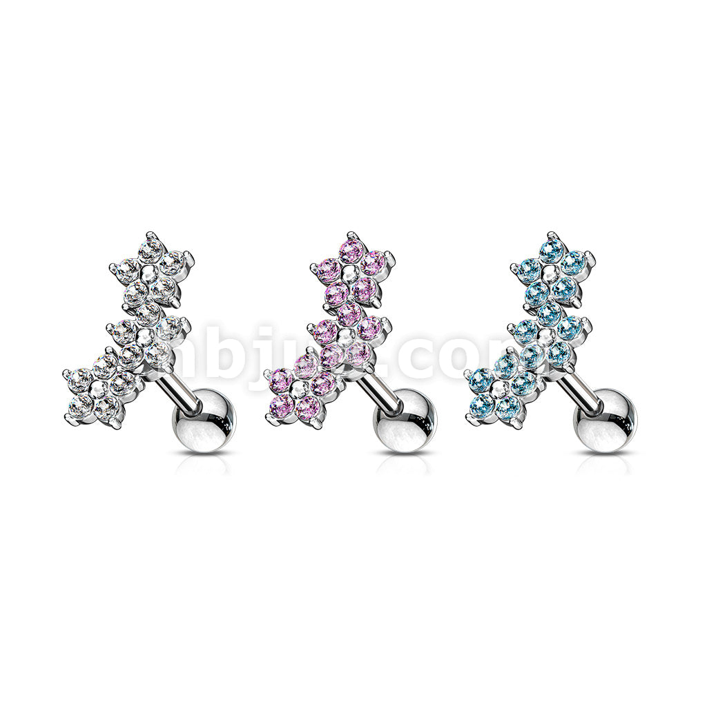 316L Surgical Steel Triple 5 Crystals Flower Cluster 316L Surgical... - Image 7