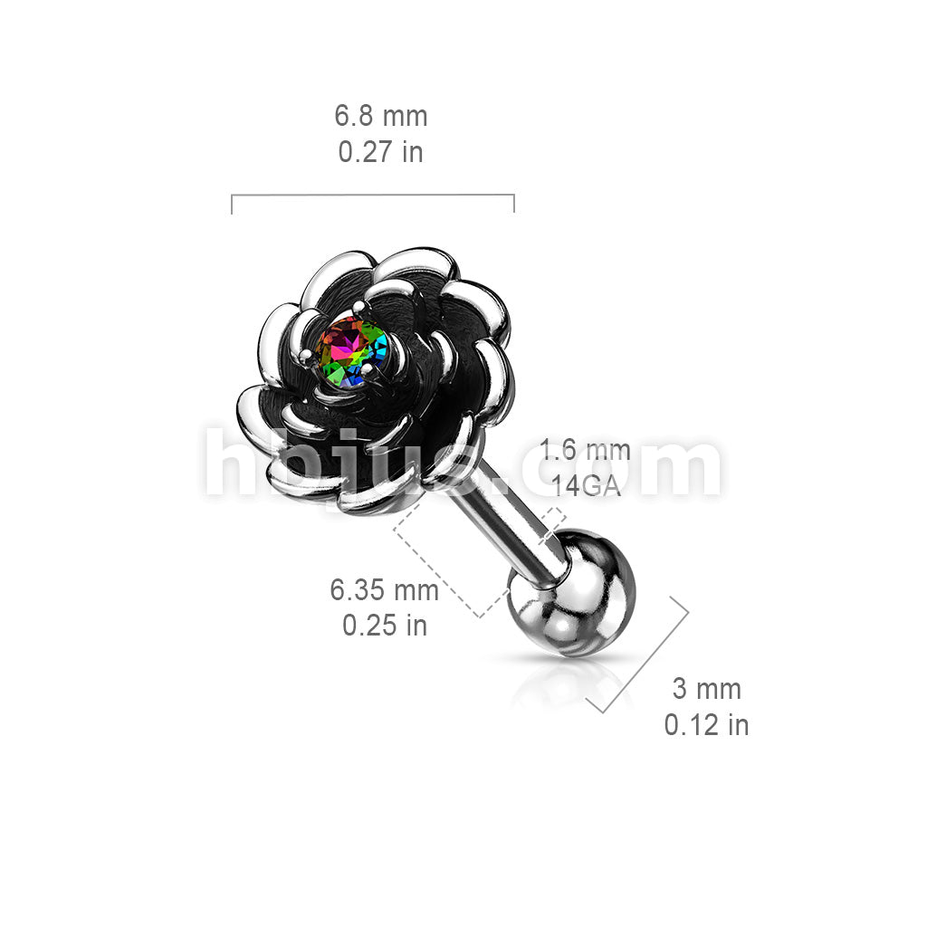 Antique Silver Plated Flower with Prong Set CZ Center 316L Surgical... - Image 8