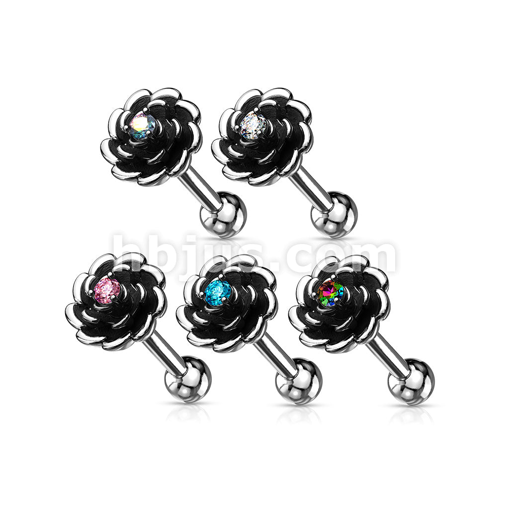 Antique Silver Plated Flower with Prong Set CZ Center 316L Surgical... - Image 9