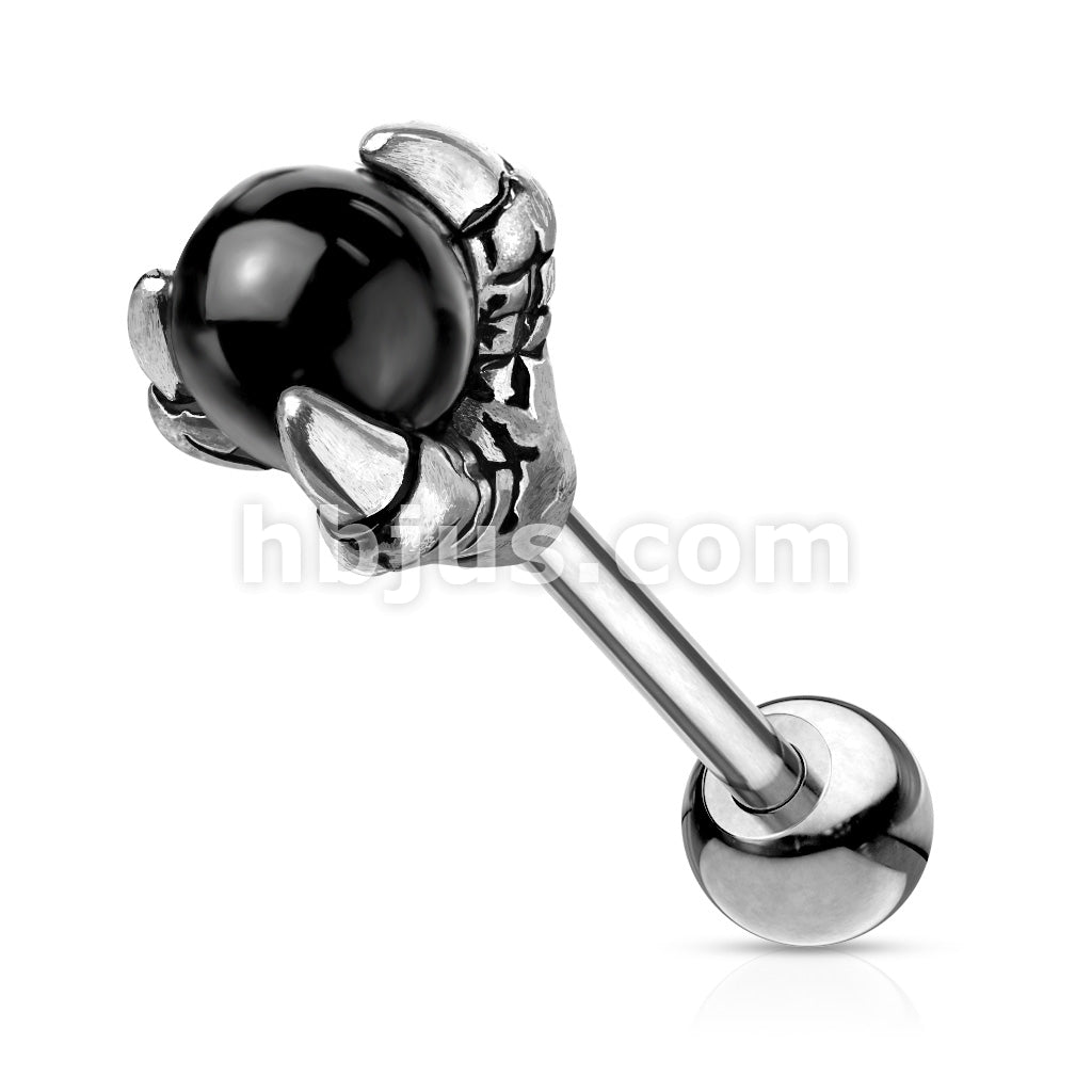 316L Surgical Steel Dragon Claw Holding Black Ball 316L Surgical Steel... - Image 2