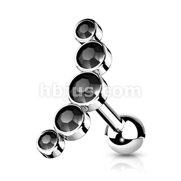 5-Round Gem Set Curve Top 316L Surgical Steel Cartilage Barbell Studs - Image 5