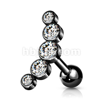 5-Round Gem Set Curve Top 316L Surgical Steel Cartilage Barbell Studs - Image 9