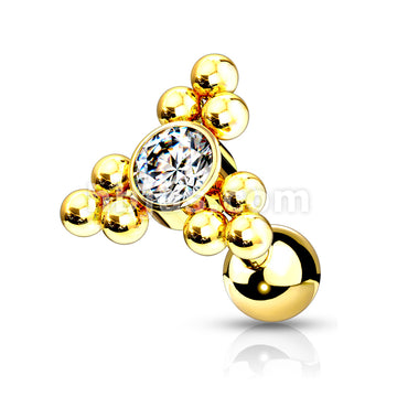 Clear Gem Set Center Ball Cluster Triangle Top 316L Surgical Steel... - Image 4