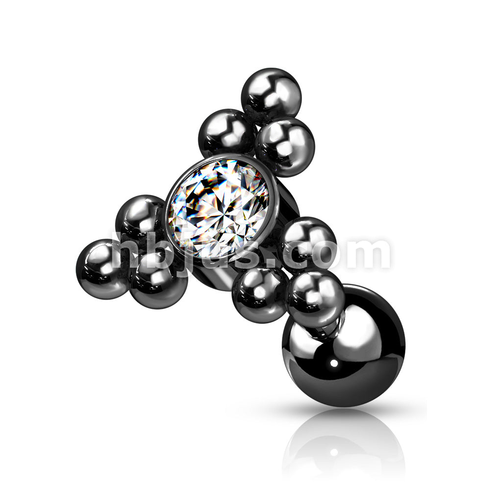 Clear Gem Set Center Ball Cluster Triangle Top 316L Surgical Steel... - Image 5