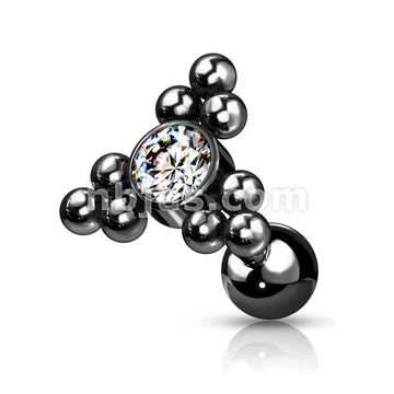 Clear Gem Set Center Ball Cluster Triangle Top 316L Surgical Steel... - Image 5