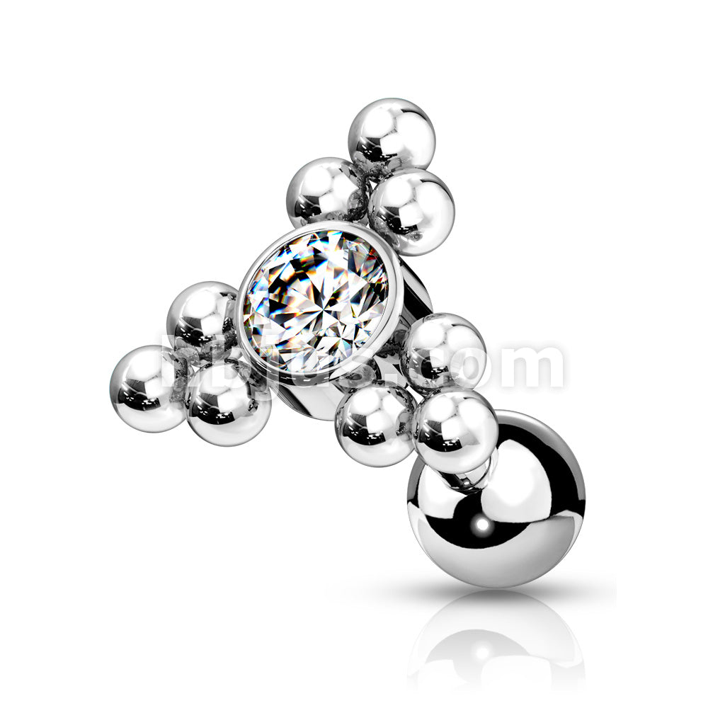 Clear Gem Set Center Ball Cluster Triangle Top 316L Surgical Steel... - Image 3