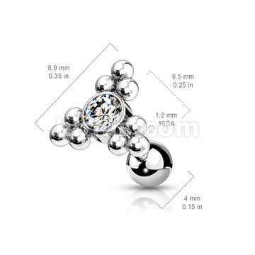 Clear Gem Set Center Ball Cluster Triangle Top 316L Surgical Steel... - Image 6