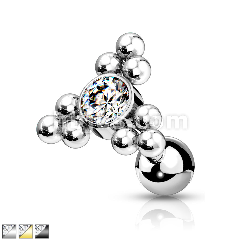 Clear Gem Set Center Ball Cluster Triangle Top 316L Surgical Steel... - Image 2