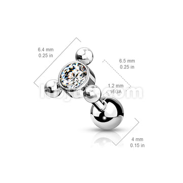 Clear Gem Set Center with 3-Ball Triangle Top 316L Surgical Steel... - Image 6