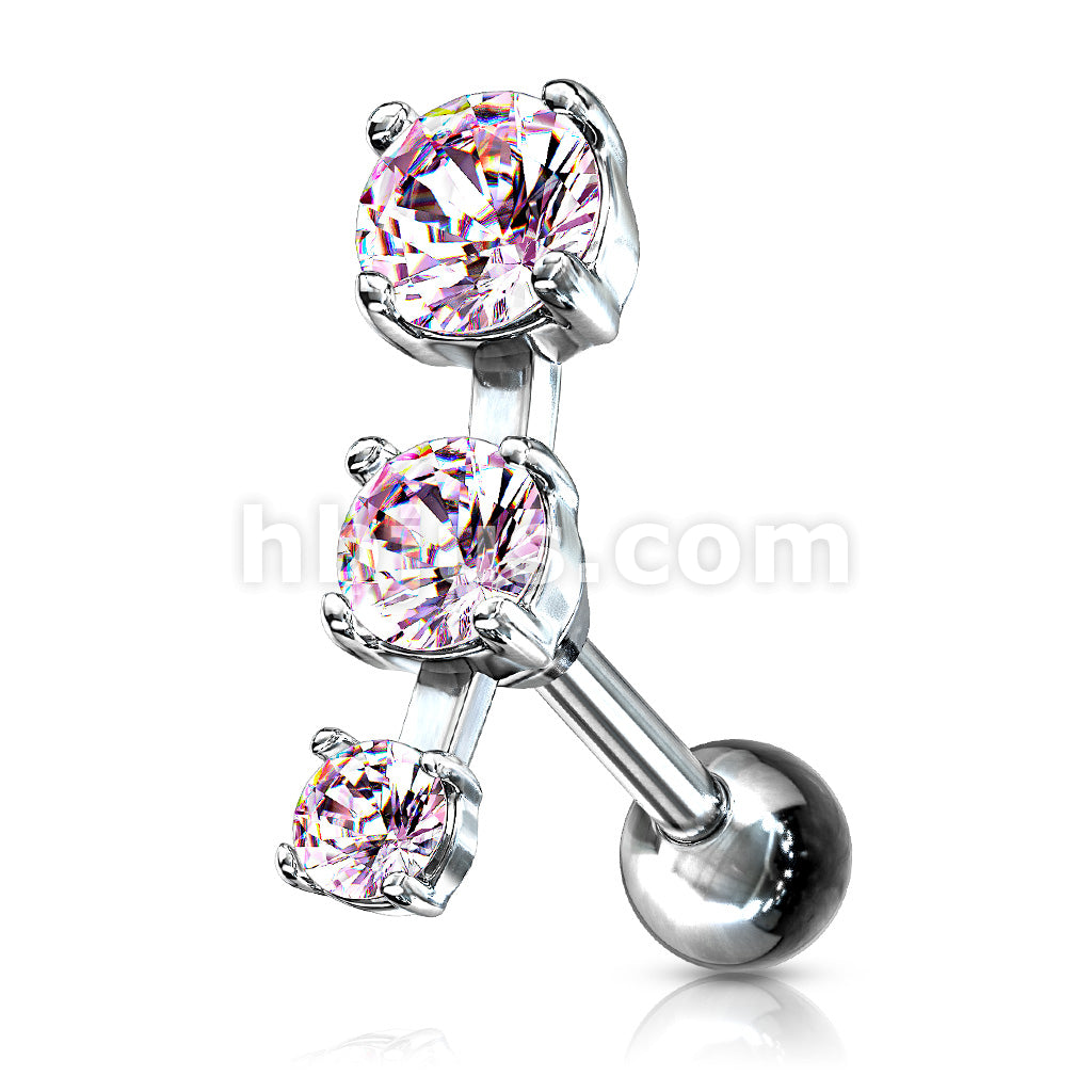 316L Surgical Steel Triple CZ Droplet Tragus/Cartilage Piercing Stud... - Image 3