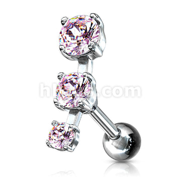 316L Surgical Steel Triple CZ Droplet Tragus/Cartilage Piercing Stud... - Image 3