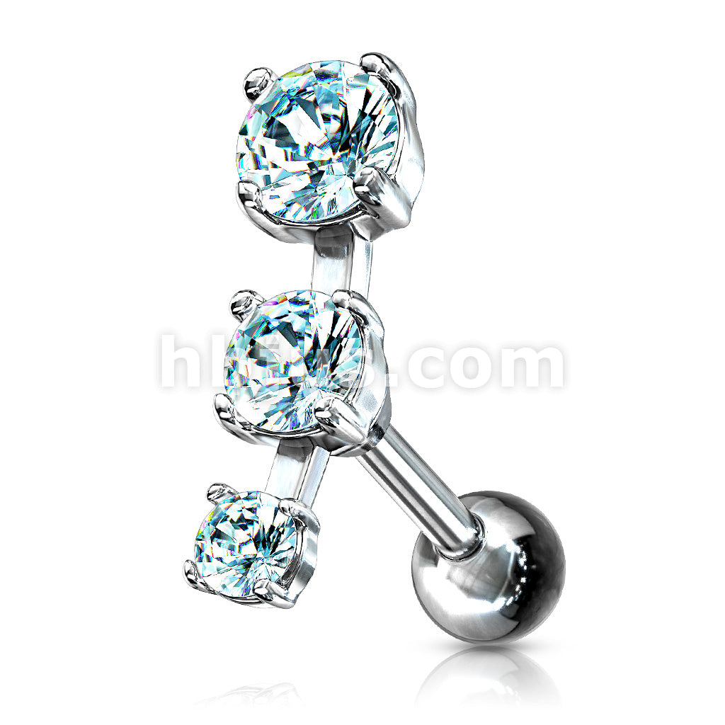 316L Surgical Steel Triple CZ Droplet Tragus/Cartilage Piercing Stud... - Image 4