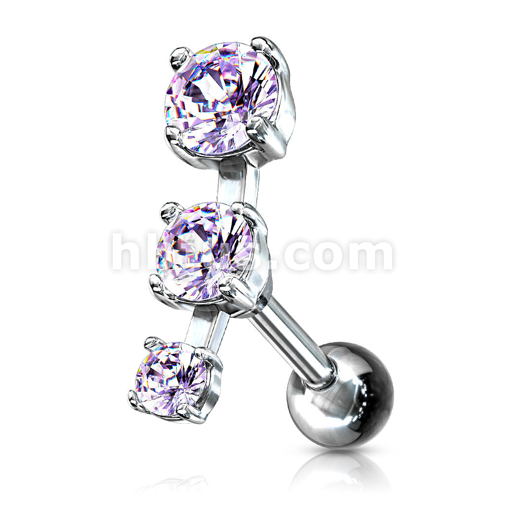 316L Surgical Steel Triple CZ Droplet Tragus/Cartilage Piercing Stud... - Image 5