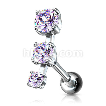 316L Surgical Steel Triple CZ Droplet Tragus/Cartilage Piercing Stud... - Image 5