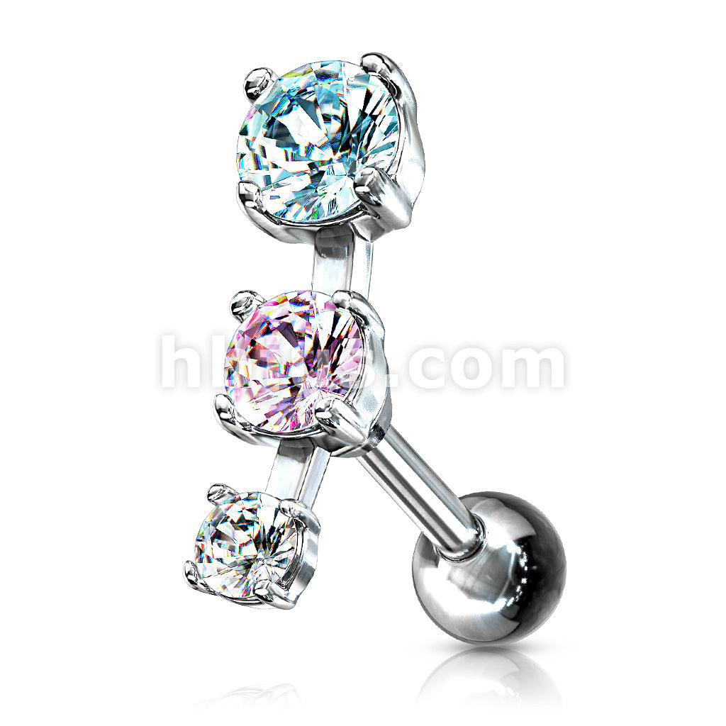 316L Surgical Steel Triple CZ Droplet Tragus/Cartilage Piercing Stud... - Image 6