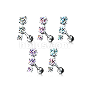 316L Surgical Steel Triple CZ Droplet Tragus/Cartilage Piercing Stud... - Image 8