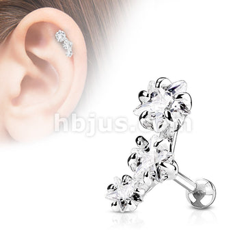 316L Surgical Steel Triple Star CZ Set 316L Surgical Steel Cartialge... - Image 2
