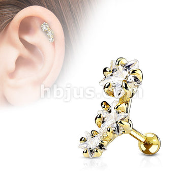 316L Surgical Steel Triple Star CZ Set 316L Surgical Steel Cartialge... - Image 3