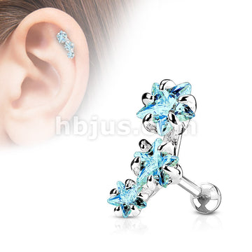 316L Surgical Steel Triple Star CZ Set 316L Surgical Steel Cartialge... - Image 4