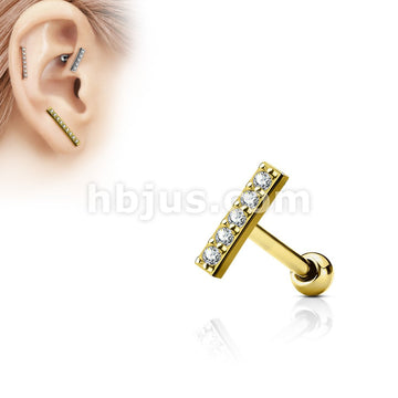 316L Surgical Steel CZ Lined Set 9mm Long Bar Top 316L Surgical Steel... - Image 3