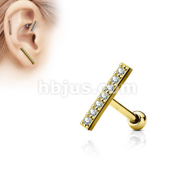 316L Surgical Steel CZ Lined Set 12mm Long Bar Top 316L Surgical Steel... - Image 3