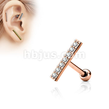 316L Surgical Steel CZ Lined Set 12mm Long Bar Top 316L Surgical Steel... - Image 4