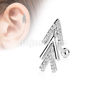 316L Surgical Steel CZ Micro Paved Chevron Arrow Top 316L Surgical... - Image 2