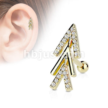 316L Surgical Steel CZ Micro Paved Chevron Arrow Top 316L Surgical... - Image 3