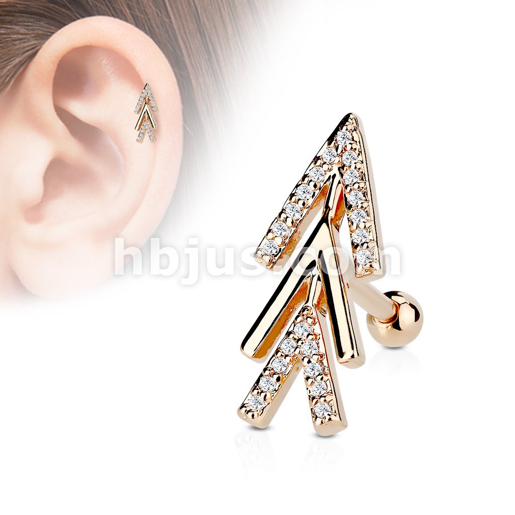316L Surgical Steel CZ Micro Paved Chevron Arrow Top 316L Surgical... - Image 4