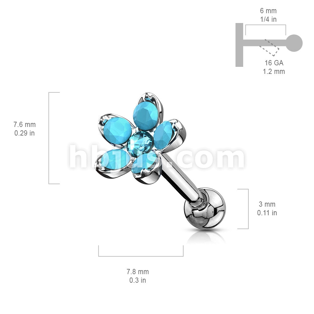 316L Surgical Steel Opalite Flower with Opal Center Top 316L Surgical... - Image 7