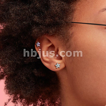 316L Surgical Steel Opalite Flower with Opal Center Top 316L Surgical... - Image 9