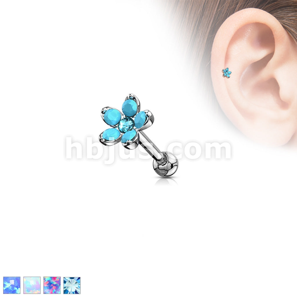 316L Surgical Steel Opalite Flower with Opal Center Top 316L Surgical... - Image 2