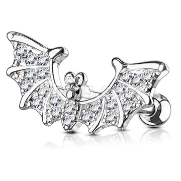 316L Surgical Steel CZ Paved Bat Wings Top 316L Surgical Steel Ear... - Image 2