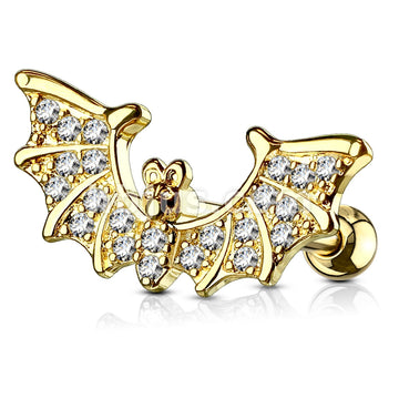 316L Surgical Steel CZ Paved Bat Wings Top 316L Surgical Steel Ear... - Image 3