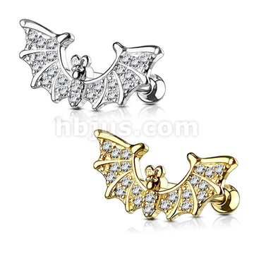 316L Surgical Steel CZ Paved Bat Wings Top 316L Surgical Steel Ear... - Image 5