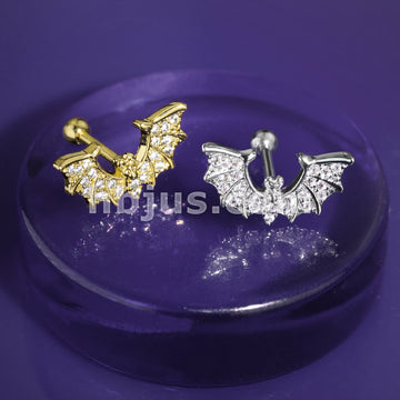 316L Surgical Steel CZ Paved Bat Wings Top 316L Surgical Steel Ear... - Image 7
