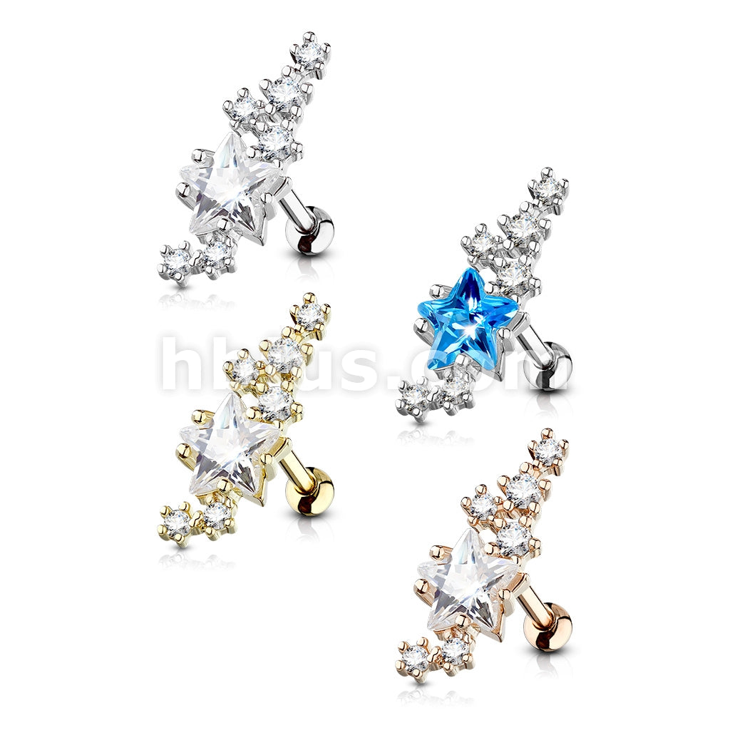 316L Surgical Steel Lined Cluster CZ Star with Large Star Center 316L... - Image 6