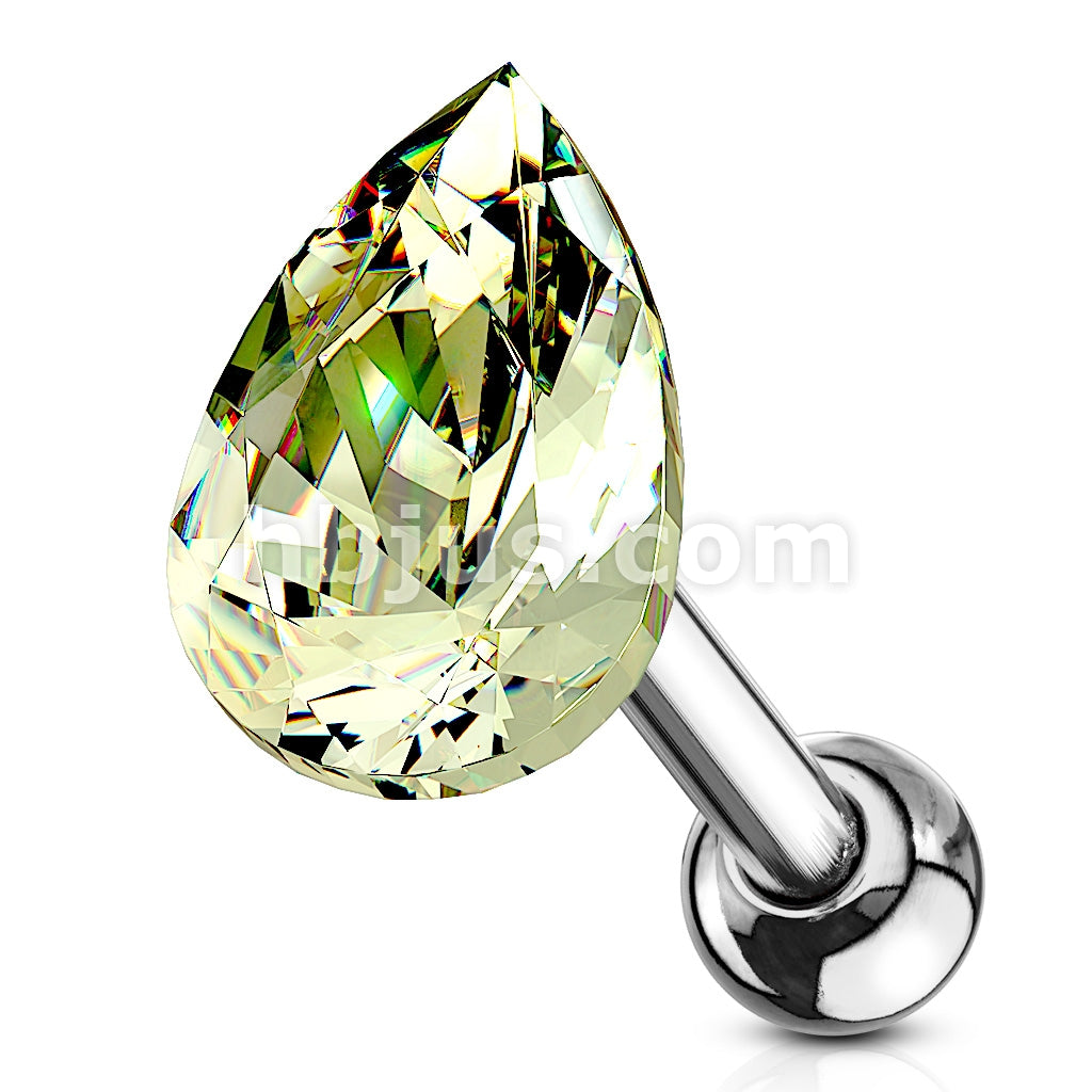 Tear Drop Crystal Top 316L Surgical Steel Cartilage, Tragus Barbell Studs - Image 5