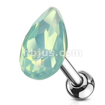Tear Drop Crystal Top 316L Surgical Steel Cartilage, Tragus Barbell Studs - Image 7