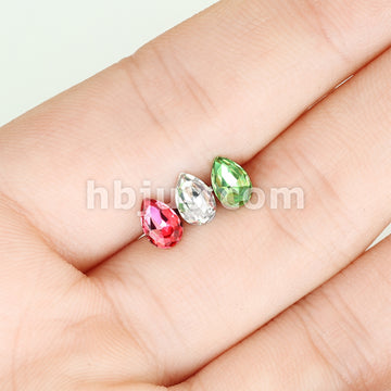 Tear Drop Crystal Top 316L Surgical Steel Cartilage, Tragus Barbell Studs - Image 12