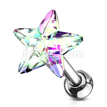 Star Crystal Top 316L Surgical Steel Cartilage, Tragus Barbell Studs - Image 3