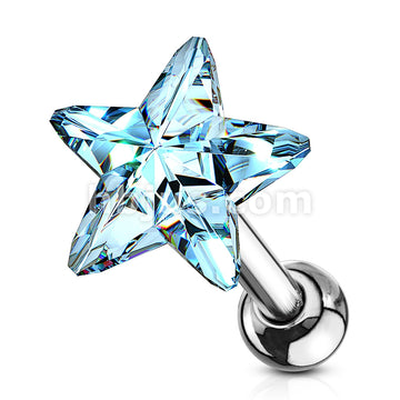 Star Crystal Top 316L Surgical Steel Cartilage, Tragus Barbell Studs - Image 5
