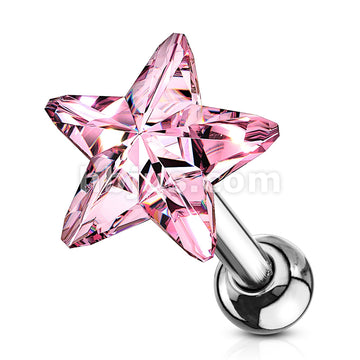 Star Crystal Top 316L Surgical Steel Cartilage, Tragus Barbell Studs - Image 6