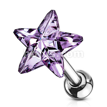 Star Crystal Top 316L Surgical Steel Cartilage, Tragus Barbell Studs - Image 8