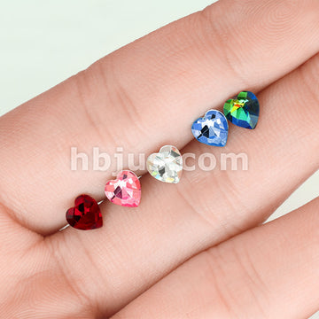 Heart Crystal Top 316L Surgical Steel Cartilage, Tragus Barbell Studs - Image 10