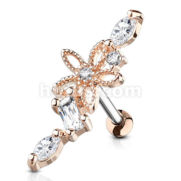 316L Surgical Steel Hollow Flower Centered CZ Vine 316L Surgical Steel... - Image 4