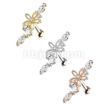 316L Surgical Steel Hollow Flower Centered CZ Vine 316L Surgical Steel... - Image 5