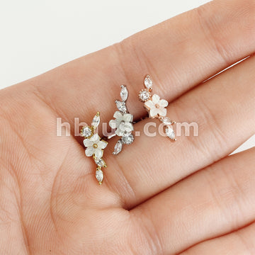 316L Surgical Steel Mother of Pearl Flower Centered CZ Vine 316L... - Image 6